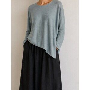 Eileen Fisher 100% Percent Cashmere Blue Tunic Sweater Small Petite Lagenlook
